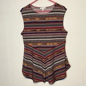 Chaus NY Woman’s Boho Multi Striped Multi Colored stretch Sleeveless Top Large